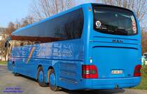 MAN Lion's Coach C vom Busunternehmen Lutz Koppermann aus Brüssow als Theaterzubringer in Schwedt/Oder. Das Fahrzeug ist Baujahr 2014 und ersetzt den MAN Top Coach mit selben Kennzeichen.