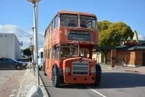 Dieser AEC Routemaster hat auch schon einiges hinter sich. Abgestellt ist er nun bei McDonald's Stockholmsvägen Västerås am 17.09.2014.
