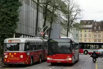 FBW/SOLARIS: Am 10. Dezember 2014 konnte in Winterthur der Museumsbus FBW 101 anlässlich einer Begegnung mit dem SOLARIS URBINO 12 Nr. 337 und einem der letzten MERCEDES CITARO auf einem Bilde festgehalten werden.
Foto: Walter Ruetsch 