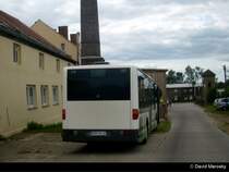 Juli 2010 - Pause am Domstiftgut Mötzow, eine Gelegenheit den Bus zu im Innenraum zu reinigen. Citaro I Ü der VGB, auf der saisonverkehrenden Spargellinie 551. Das Fahrzeug ist noch immer im Betrieb mit der Ummeldung PM-E 290. 