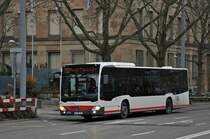 Mercedes Citaro von SWEG auf der Linie 55 fährt zur Haltestelle am Badischen Bahnhof. Die Aufnahme stammt vom 07.12.2014.