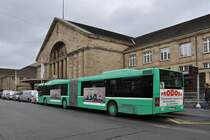 MAN Bus 763 auf der Linie 30 an der Endstation am Badischen Bahnhof. Die Aufnahme stammt vom 08.12.2014.