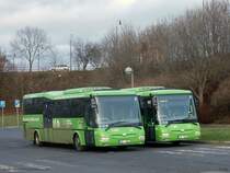 Zweimal SOR CN 10.5 der Autobusy Karlovy Vary in Kadaň. (22.12.2014)