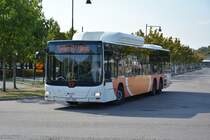 TYT 586 auf Betriebsfahrt am Bahnhof Norrköping am 19.09.2014. Aufgenommen wurde ein MAN Lion's City CNG.
