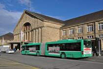 MAN Bus 763 auf der Linie 30 wartet an der Endstation am Badischen Bahnhof. Die Aufnahme stammt vom 12.12.2014.