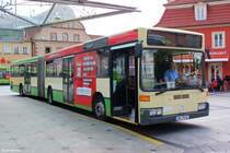05.08.2014 Wagen 47 der Stadtwerke Schweinfurt am Roßmarkt. (Sonderfahrt) 
Der Mercedes-Benz O405GN lief vorher als Wagen 585 bei den VBBr, Brandenburg. 2006 hatte er bei den VBBr ausgedient und lief bis Ende 2014 in Schweinfurt bei den Stadtwerken. Der Bus ist nun bei Busbetrieb Federlein untergekommen.