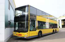 Ein MAN Lion`s City DD der BVG Berlin am 20.03.2014 auf dem Werkstatt-Gelände von NEOMAN Berlin, Spandau. 