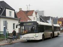 Der letzte diesel Gelenkbus in Chomutov - Solaris Urbino 18 #321, Wagen 322 ist schon mit CNG-motor. (Chomutov, 22.12.2014)