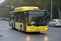 B-V 1485 fährt am 26.09.2014 auf der Linie X49 Richtung Berlin Staaken. Aufgenommen wurde MAN Lion's City mit Wasserstoff Antrieb, Flatowalle.
