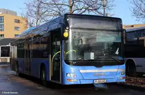 06.02.2014 ein MAN Lion`s City der Firma Anger, Potsdam am Hauptbahnhof. Die Fahrzeuge im Münchner-Farbkleid der Firma Anger kamen zustande weil die MVG-München die Fahrzeuge von MAN nicht abnehmen wollte.