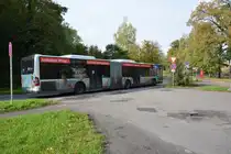 P-AV 983 fährt am 18.10.2014 auf der Linie 605 nach Potsdam Golm. Aufgenommen wurde Mercedes Benz O530, Potsdam Neues Palais.
