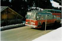 Aus dem Archiv: AFA Adelboden 7/BE 26'707 FBW/Vetter-R&J Anderthalbdecker Jahrgang 1964 am 25. Februar 1990 Adelboden, Geilsstrasse