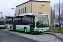 21.01.2015 Wagen 214 der VGBelzig, ein Mercedes Citaro II Ü, pausiert am Brandenburger ZOB.