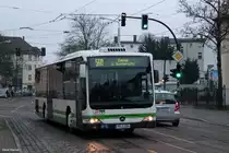 21.01.2015 ein Mercedes-Benz Citaro II Ü der VGBelzig durchfährt die Kanalstraße in Brandenburg an der Havel.