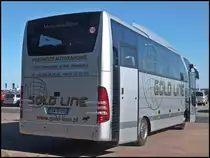 Mercedes Atego Prestige von Gold Line aus Polen im Stadthafen Sassnitz am 25.08.2013 (Genauer Aufbauer nicht bekannt)