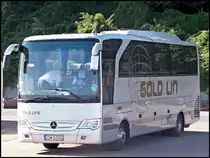 Mercedes Atego Prestige von Gold Line aus Polen im Stadthafen Sassnitz am 25.08.2013 (Genauer Aufbauer nicht bekannt)