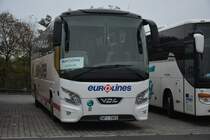 Dieser VDL-Futura kommt aus Polen und hat das Kennzeichen WPI-YM99 und steht am 26.10.2014 auf dem Rastplatz der Avus.
