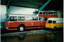 Aus dem Archiv: AFA Adelboden 9/BE 19'692 FBW/Vetter-R&J Anderthalbdecker Jahrgang 1966 im Januar 1988 Adelboden, Autobahnhof