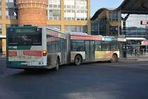 Hier wird am 27.12.2014 P-AV 947 (Mercedes Benz Citaro) auf der Linie 695 nach Bahnhof Pirscheide am Hauptbahnhof in Potsdam bereitgestellt.
