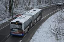 P-AV 161 (Betriebshof Potsdam) fährt am 27.12.2014 auf der Linie 607 nach Ferch. Aufgenommen wurde ein Mercedes Benz Citaro, Potsdam Brauhausberg.
