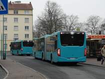 DB Hessen Bus Mercedes Benz Citaro C2 G 717 von hinten mit neuen LED Rückleuchten am 16.02.15 in Frankfurt Höchst Bhf 