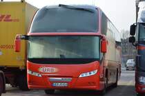 Dieser Neoplan Cityliner von der URB (Uecker-Randow-Bus) mi dem Kennzeichen UER-B 614 steht am 27.12.2014 auf dem Rastplatz der A 115.
