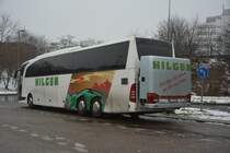 Dieser Mercedes Benz Travego mit dem Kennzeichen WST-HI 420 steht am 31.12.2014 auf dem Rastplatz der A 115.
