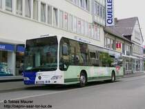21.06.08: Wagen 273 der NVG steht am Stummdenkmal Neunkirchen. Er ist der erste der neuen Citaro, der mit Werbung versehen wurde. Auch der 273 hat bereits seine Fahrerplatzklimaanlage erhalten.