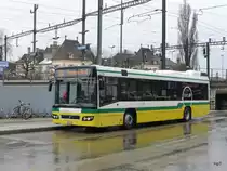 TransN - Volvo 7700  Nr.219  NE 93219 unterwegs auf der Linie 120 in der Stadt Neuchâtel am 14.02.2015