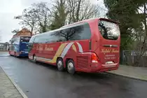 Dieser Neoplan Cityliner (HRO-K 776) steht am 17.01.2015 am S-Bahnhof Olympiastadion.
