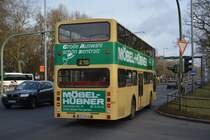 B-U 3413 fährt am 17.01.2015 auf der Linie 218 zur Messe in Berlin. Aufgenommen wurde ein MAN SD 200, Berlin Heerstraße.
