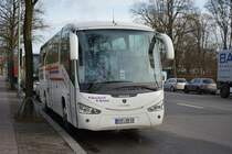 KYF-VR 19 steht am 17.01.2015 an der Olympischen Straße in Berlin. Aufgenommen wurde ein Scania IRIZAR.
