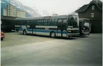 Aus dem Archiv: AFA Adelboden 4/BE 26'704 Setra Jahrgang 1986 (ex AAGI Interlaken Nr. 32) am 10. April 1995 Frutigen, G�terbahnhof