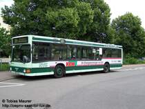 19.06.08: NVG Wagen 245, ein MAN NL 202, steht als Linie 304 nach Breitenbach am Busparkplatz  Lindenallee . 