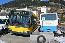MB 405 N ex. AAGL als Reserve Skibus beim Deopt in Leysin. Daneben steht ein ausgemusterter NAW, 18.03.2015.