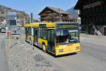 TPC MB 405N ex. AAGL beim Bahnhof in Champ�ry. Bei diesem Niederflurwagen wurde die Stossstange durch ein Exemplar eines MB 405 Hochflur von Postauto ersetzt, 18.03.2015.