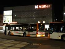 RNV Mercedes Benz Citaro C1 Facelift 8383 mit Müller Werbung vor dem Müller Laden am 20.03.15 in Heidelberg 