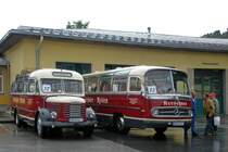 100 Jahre Postbus Osterreich, Festgelande Postgarage Schuttdorf, Zell am See, 18 - 20 mei 2007.

Deutsche gasten, fa. Kerschner mit Steyr 380 en MB O 321, 17 mei 2007.
