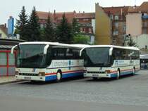 Bus Eisenach / Verkehrsgesellschaft Wartburgkreis mbH (VGW): Zwei Setra S 315 UL-GT der KVG Eisenach, eingesetzt im Überlandverkehr (Mai 2008). Aufgenommen am Überlandbusbahnhof am Bahnhof.
