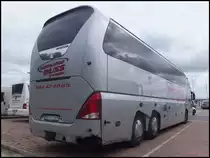 Neoplan Starliner von Kristlanstad Buss aus Schweden im Stadthafen Sassnitz am 15.09.2013