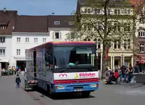 RENAULT BIBLIOBUS en route la culture MULHOUSE, ALSACE agglomération aufgenommen im Stadtzentrum von Lörrach am 10. April 2015.
Foto: Walter Ruetsch 