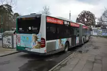 P-AV 983 ist am 04.03.2015 unterwegs auf der Linie 695. Aufgenommen wurde ein Mercedes Benz Citaro Facelift Gelenkbus / Potsdam, Bahnhof Pirschheide.
