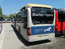 Mercedes Benz Citaro C1 Facelift Hybrid am 24.04.15 bei Evo Bus in Mannheim über den Zaun fotografiert