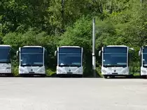 Drei neue Mercedes Benz Citaro C2 am 24.04.15 bei Evo Bus in Mannheim durch den Zaun fotografiert