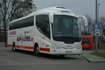 Dieser Irizar mit dem Kennzeichen aus Spanien 8405 HPL, steht am 21.03.2015 auf dem Rastplatz an der A 115 in Berlin / Funkturm.
