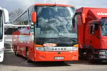 UER-B 626 (Setra S 416 HDH / URB) steht am 06.04.2015 auf dem Rastplatz an der A 115 in Berlin.
