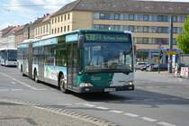 Am 04.05.2015 fährt P-AV 940 (Mercedes Benz Citaro) auf der Linie 638 nach Rathaus Spandau in Berlin. Aufgenommen am Platz der Einheit in Potsdam.
