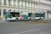 Streik bedingt fährt P-AV 945 auf der SEV Linie 93 zur Glienicker Brücke. Aufgenommen wurde ein Mercedes Benz Citaro / Platz der Einheit.
