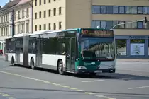 Am 04.05.2015 fährt P-AV 979 (Mercedes Benz Citaro Facelift) auf der Linie N17 nach Bornim. Aufgenommen am Platz der Einheit in Potsdam.
