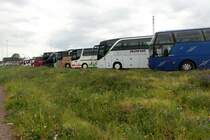 Mehr als 60 Reisebusse standen am 29.05.2015 auf den Parkplätzen der Landesgartenschau in Landau/Pfalz